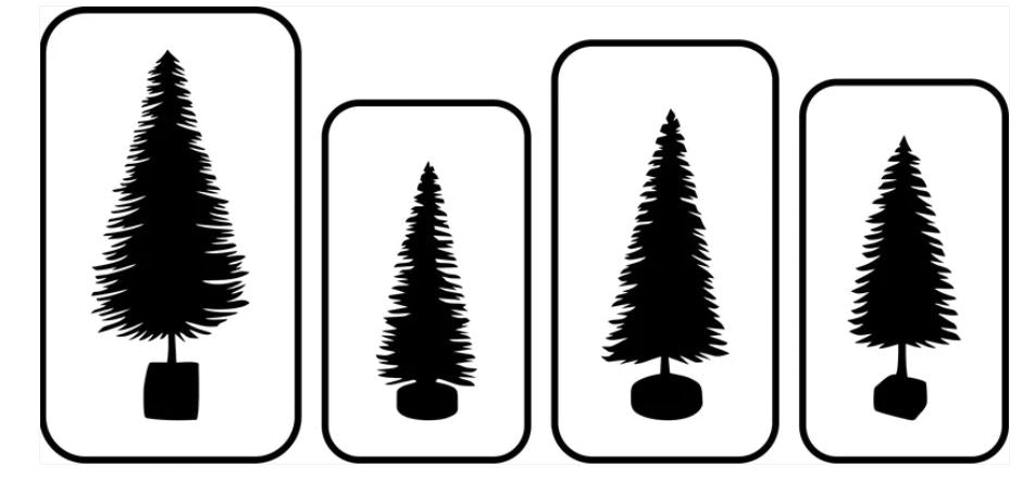 4 Set Bottle Brush Trees