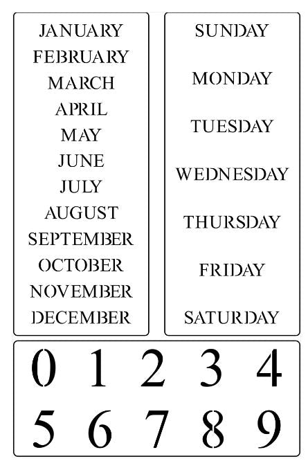 Calendar Block Stencils