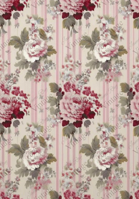 Pink Rose Wallpaper | JRV Rice Paper | A4